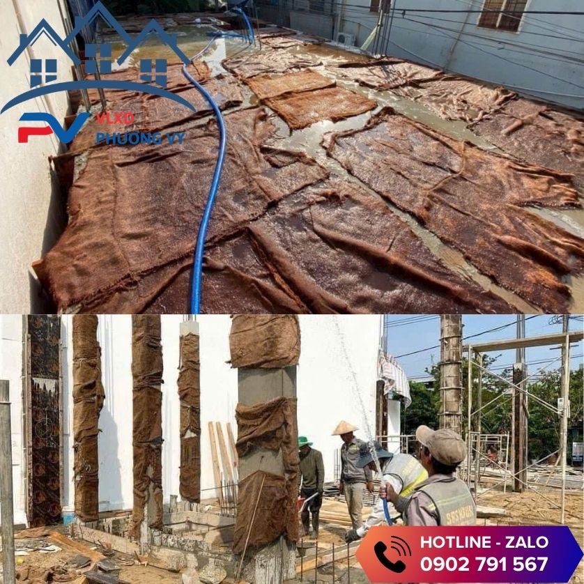 Bao bố dùng bảo dưỡng bê tông sàn, cột Bao bố dùng bảo dưỡng bê tông sàn, cột