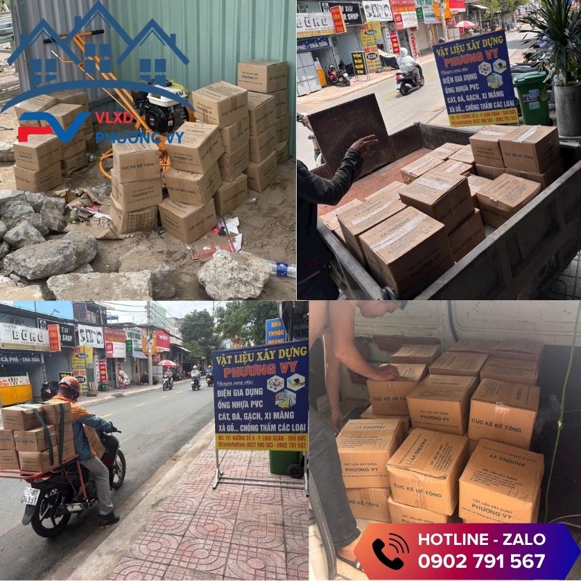 Phương Vy giao con kê bê tông tới tận công trình cho khách hàng ở HCM Phương Vy giao con kê bê tông tới tận công trình cho khách hàng ở HCM